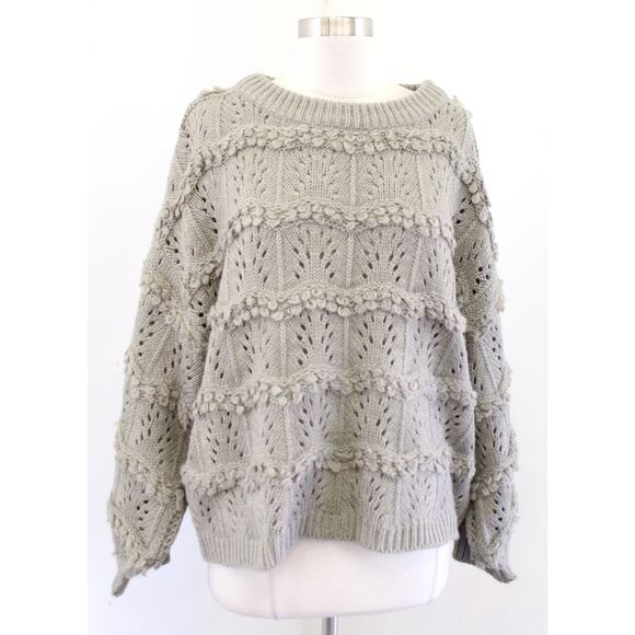 Anthropologie Sweaters - Amadi Anthropologie Oversized Pointelle Chunky Knit Textured Sweater Sz M Green